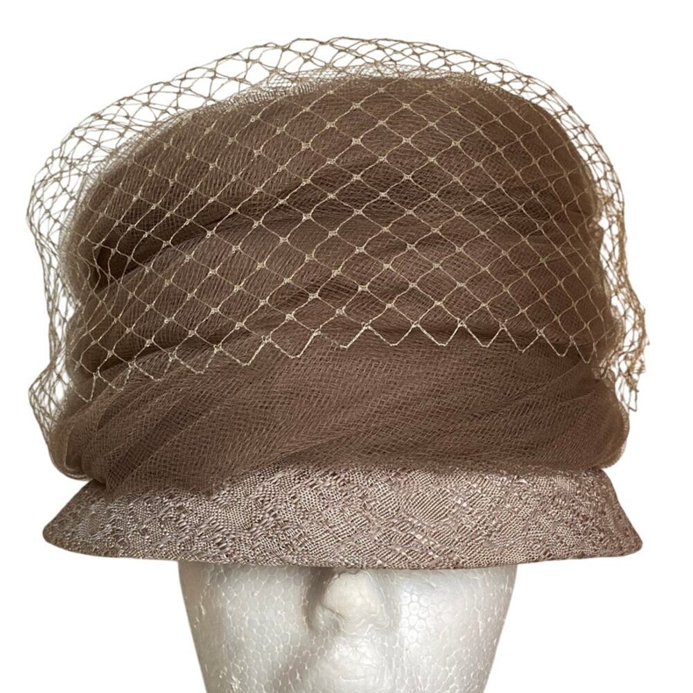 Vintage Pillbox Mesh Tulle Sunday Formal Hat Church Wedding Fascinator Mauve